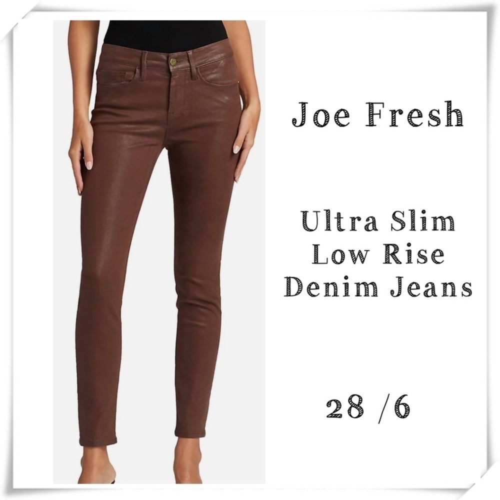 Joe Fresh Ultra Slim Low Rise Denim Jeans in Tan Brown Size 28 / 6